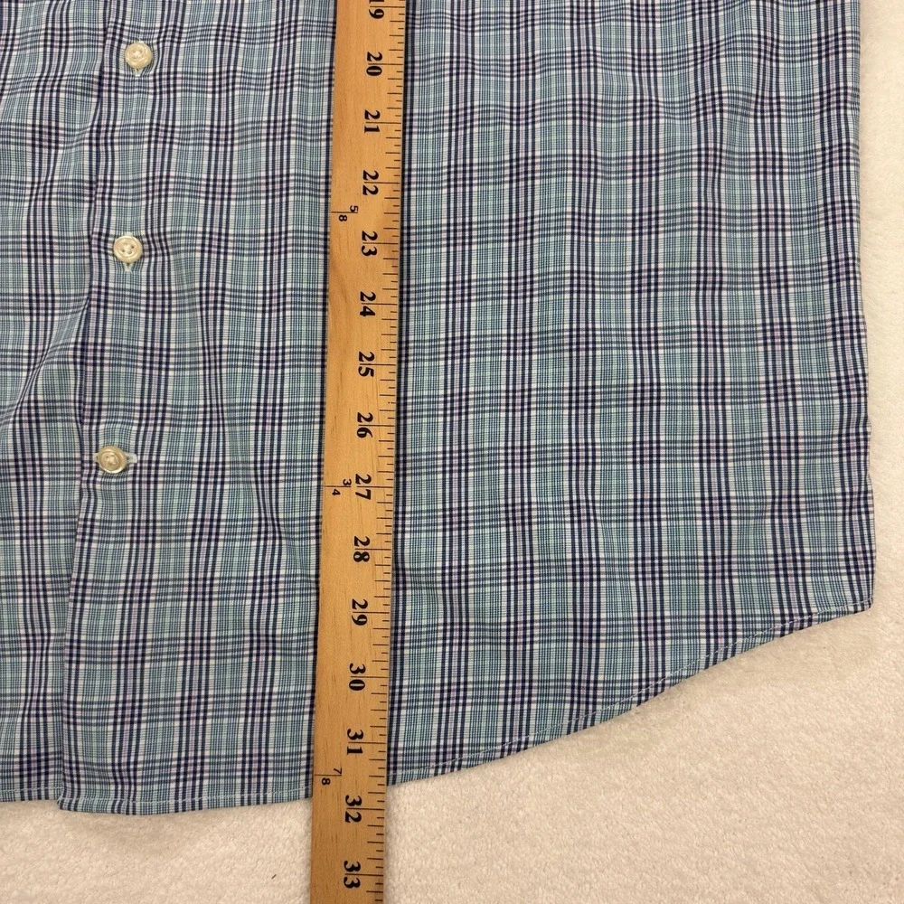 Peter Millar Nylon Performance Shirt Men XL Pink Green Plaid Button Front Preppy